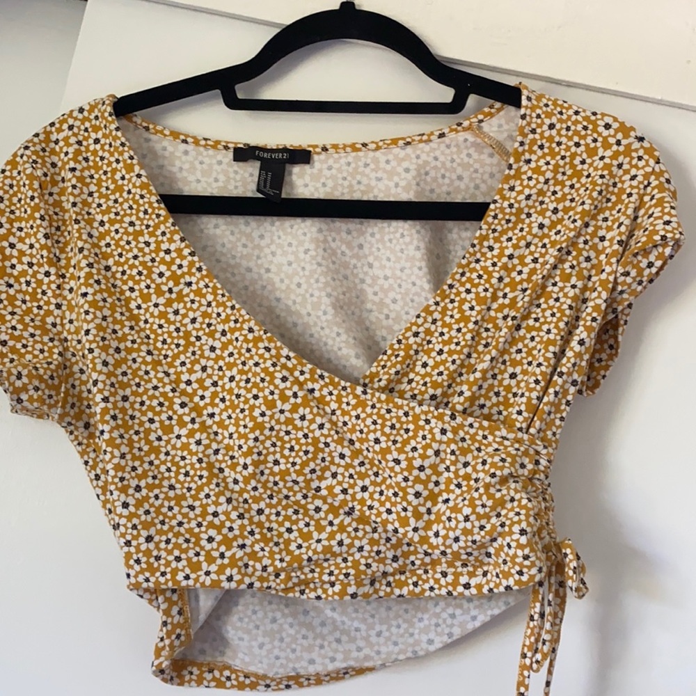 Yellow Flora Cross Tie Top